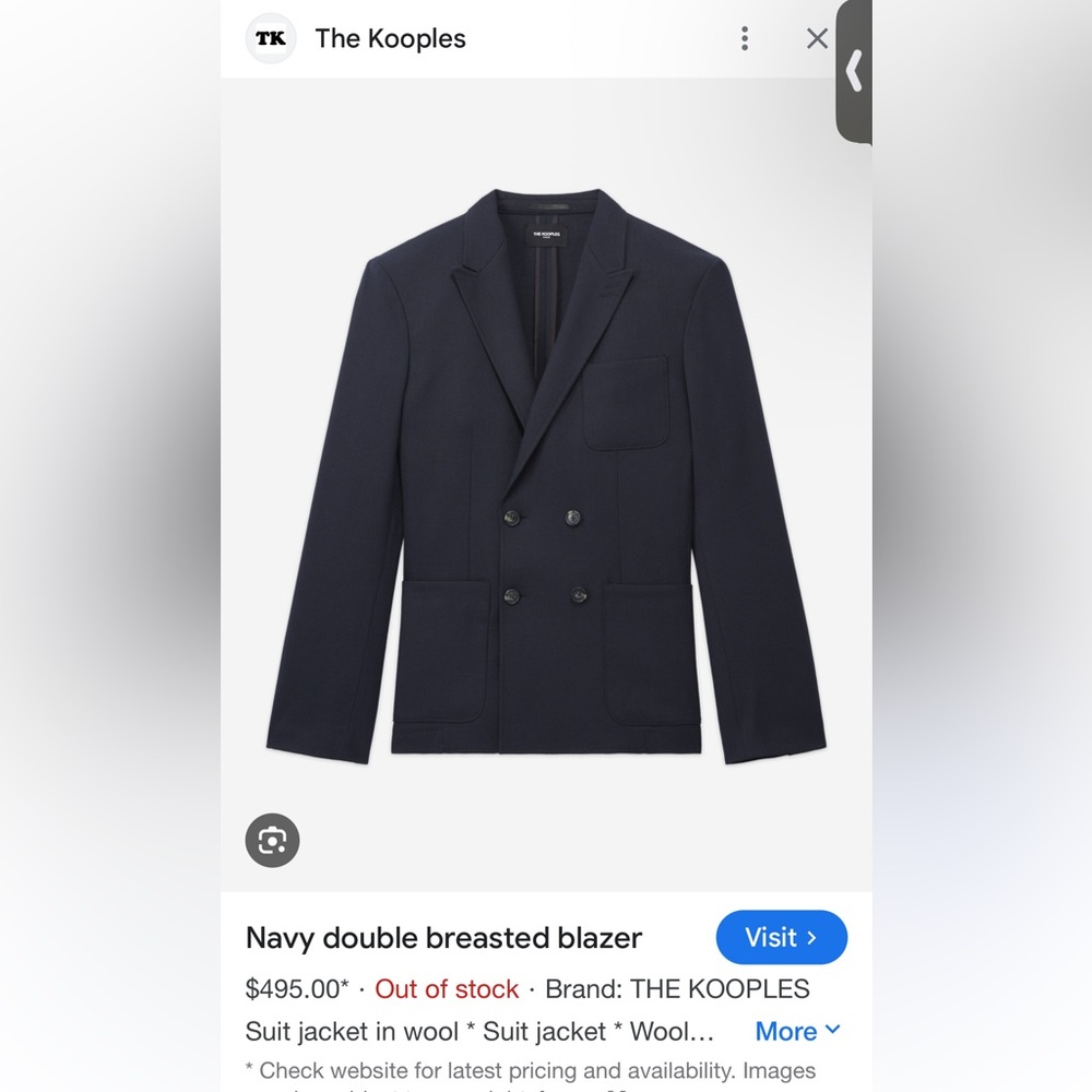 The Kooples Navy Sport Coat Modern Cut